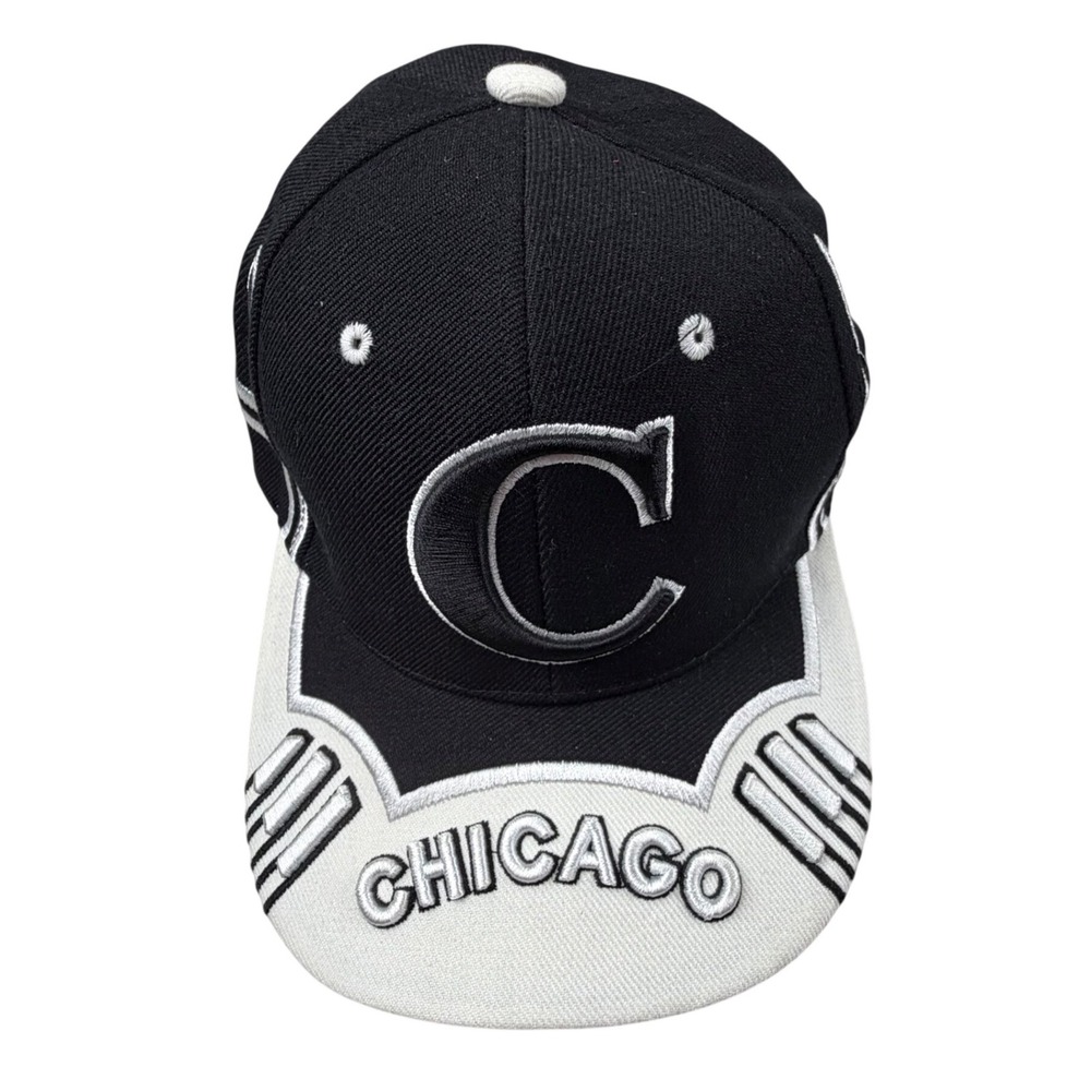 City Hunter Chicago Baseball Hat Black White Embroidered Snapback Cap US‎ Patent